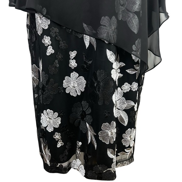 CONNECTED New Cocktail DRESS 24W Plus Black Lace Floral Sheer Embroidered Witchy - Picture 9 of 16